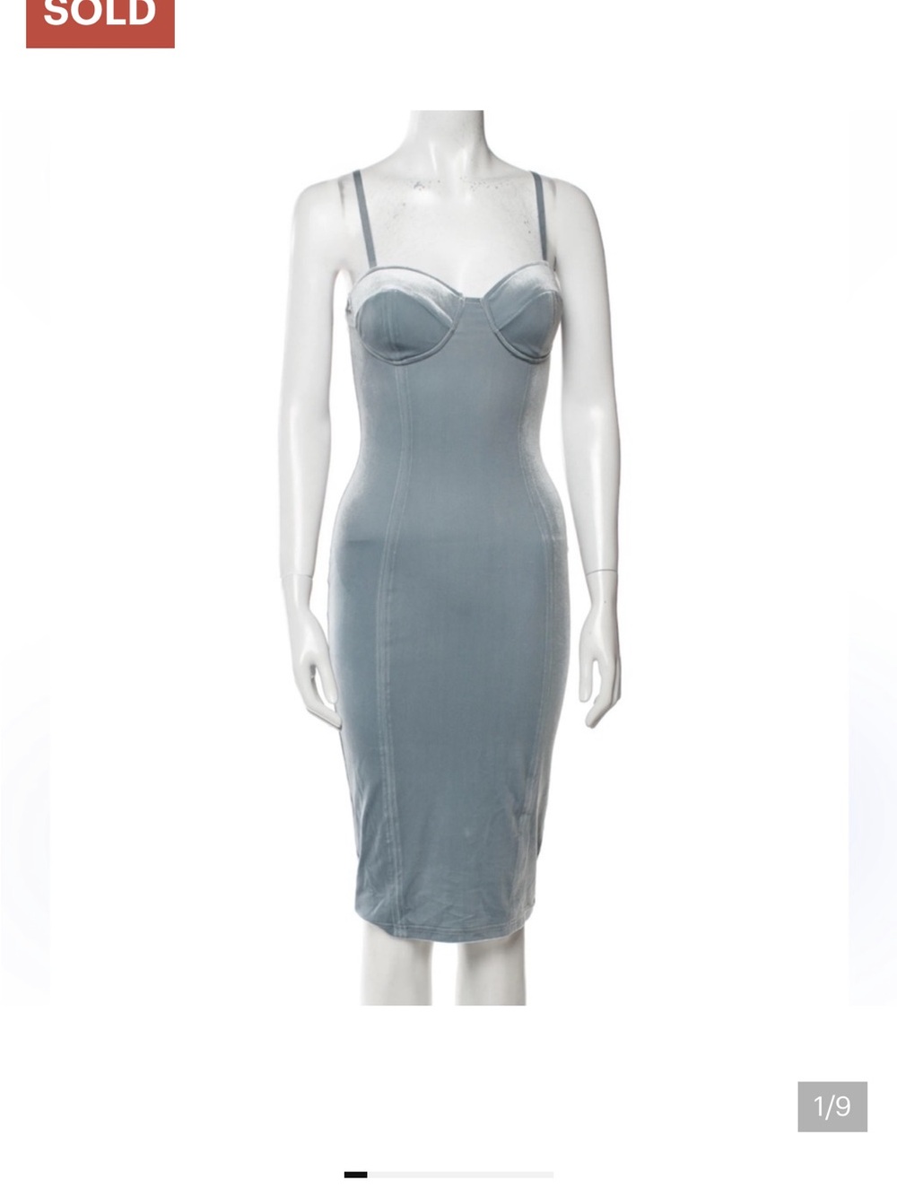 JLuxlabel Light Blue In Vogue Velvet Bustier Midi Dress